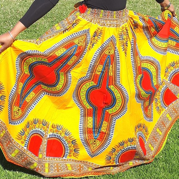 Yellow Dashiki Inspired Maxi Skirt - Picture 1 of 1